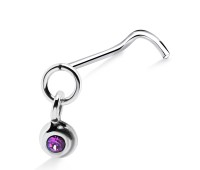 Ballring Stone Silver Curved Nose Stud NSKB-44